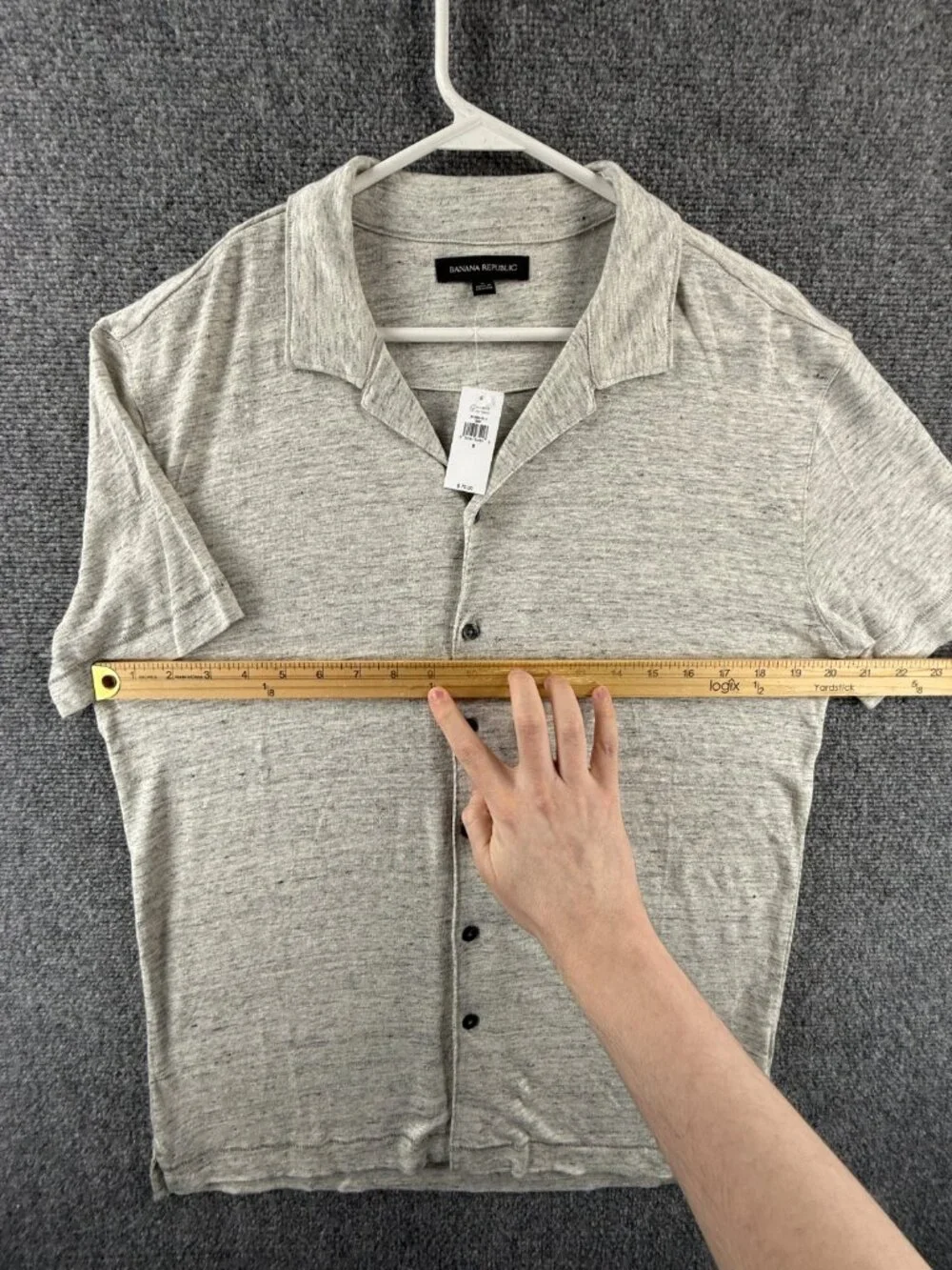 NWT Banana Republic KNIT LINEN Button Up Shirt Small Heathered Beige Camp Hawaii